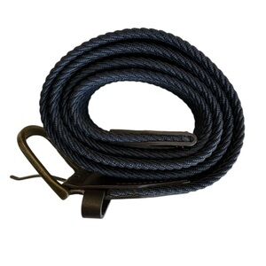 Men’s G. H. Bass & Co Braided Canvas & Genuine Leather Navy Blue Belt Size Large